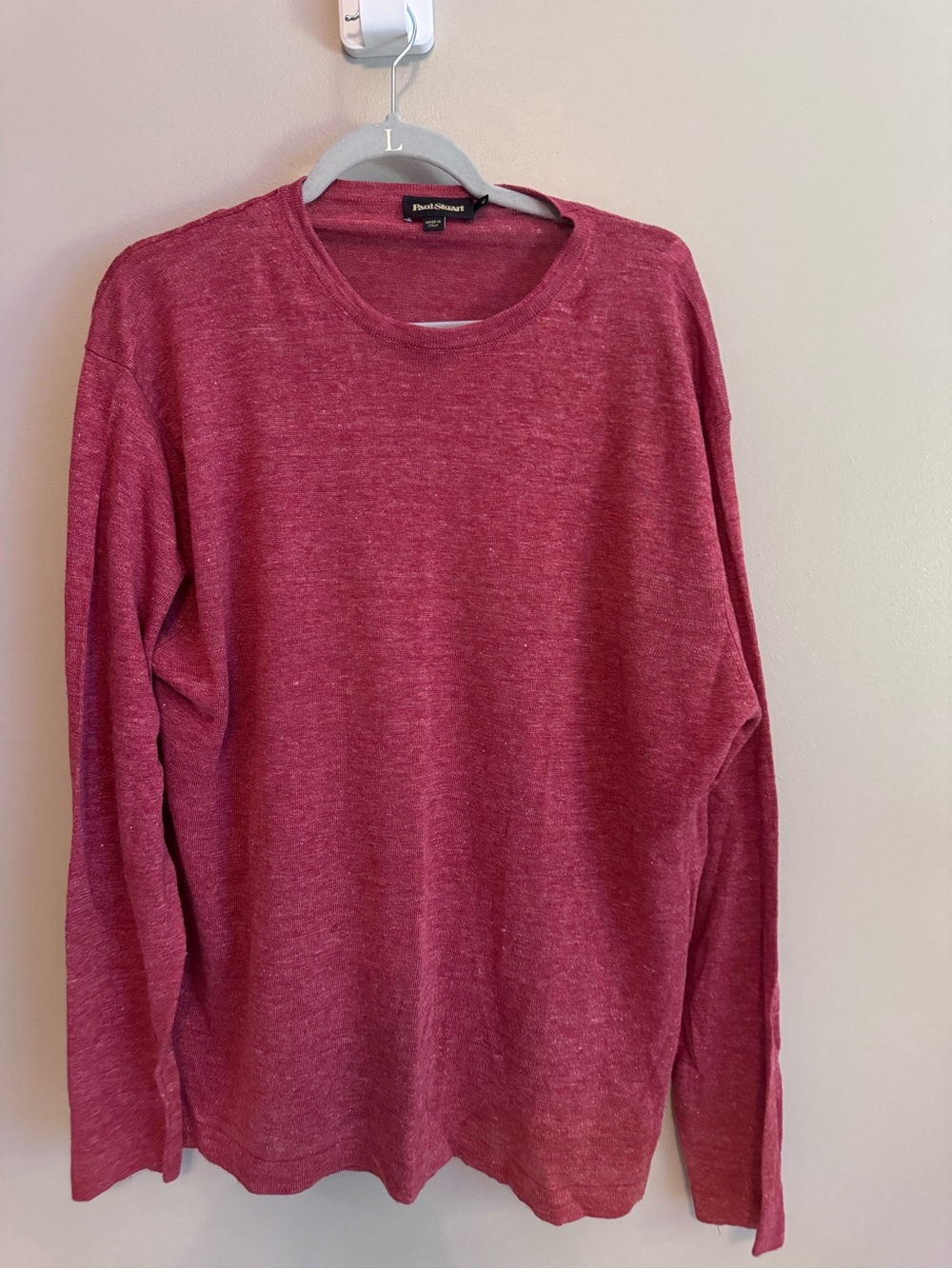 Paul Stuart Men’s XL Red Crew Neck Sweater Made in Italy Lightweight Knit